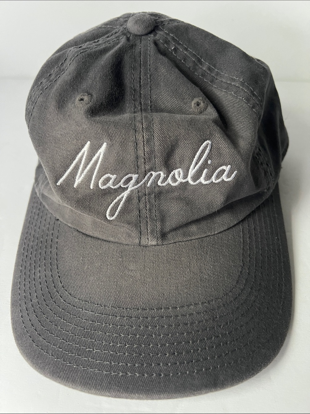Magnolia Charcoal Gray Embroidered Script Baseball Cap